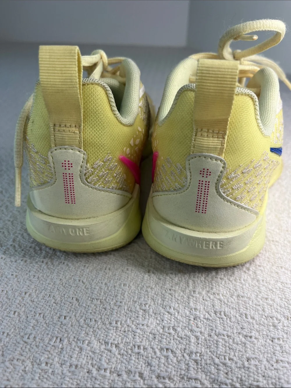 Nike Sabrina 2 Anyone 2.5 youth, yellow sneakers metallic blue & hot pink swish